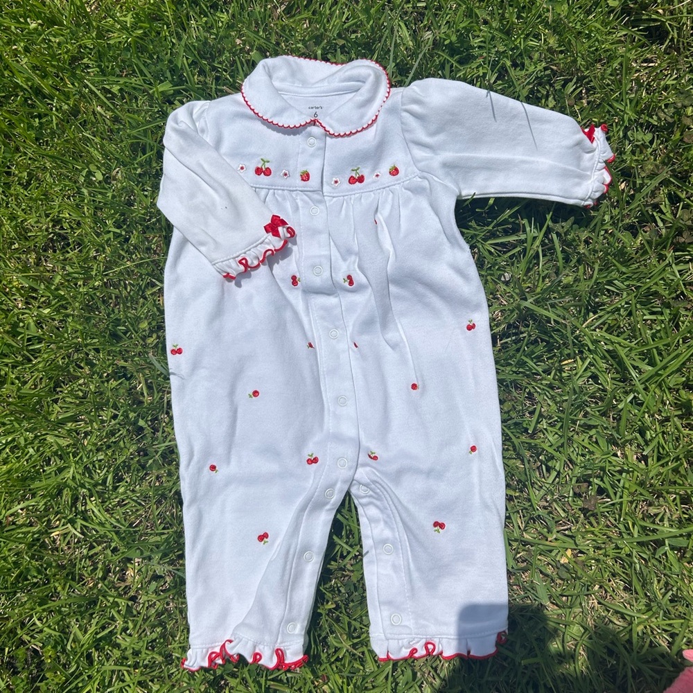 Carter's White Bodysuit with Cherry Accents